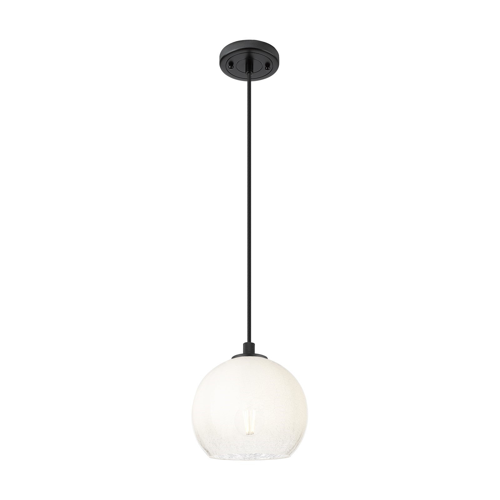 Innovations Brookhaven Globe 8in 1-Light Pendant | Industrial Matte Black and Opal Glass | Kitchen Island & Dining Room | Model 434-1P-BK-G483-8OP