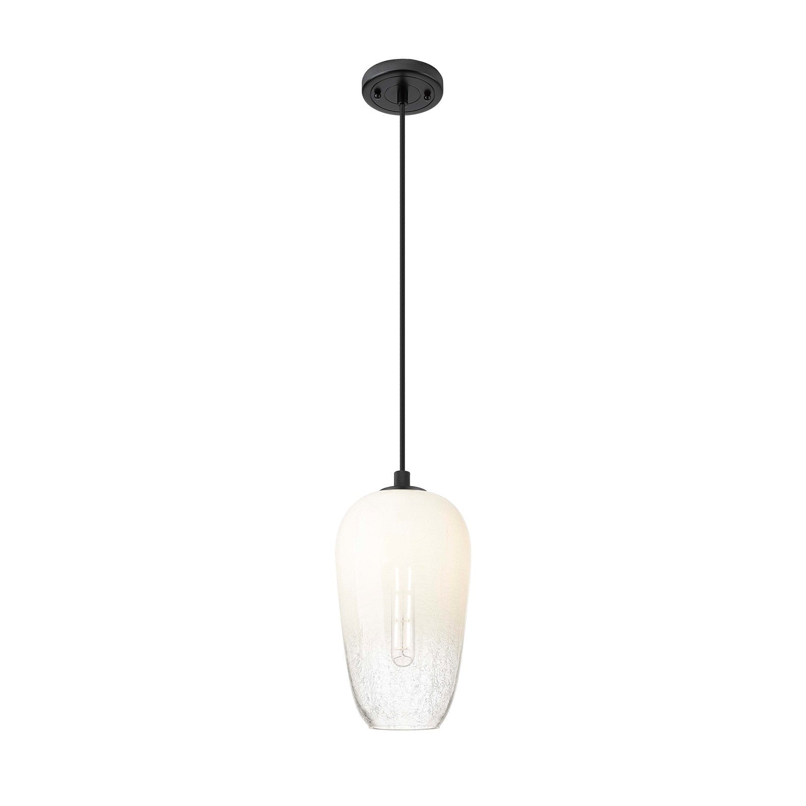 Innovations Brookhaven Flute 7in 1-Light Pendant | Industrial Matte Black and Opal Glass | Kitchen Island & Dining Room | Model 434-1P-BK-G484-7OP