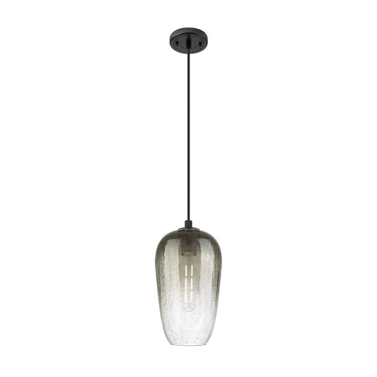 Innovations Brookhaven Flute 7in 1-Light Pendant | Industrial Matte Black and Slate Glass | Kitchen Island & Dining Room | Model 434-1P-BK-G484-7SL