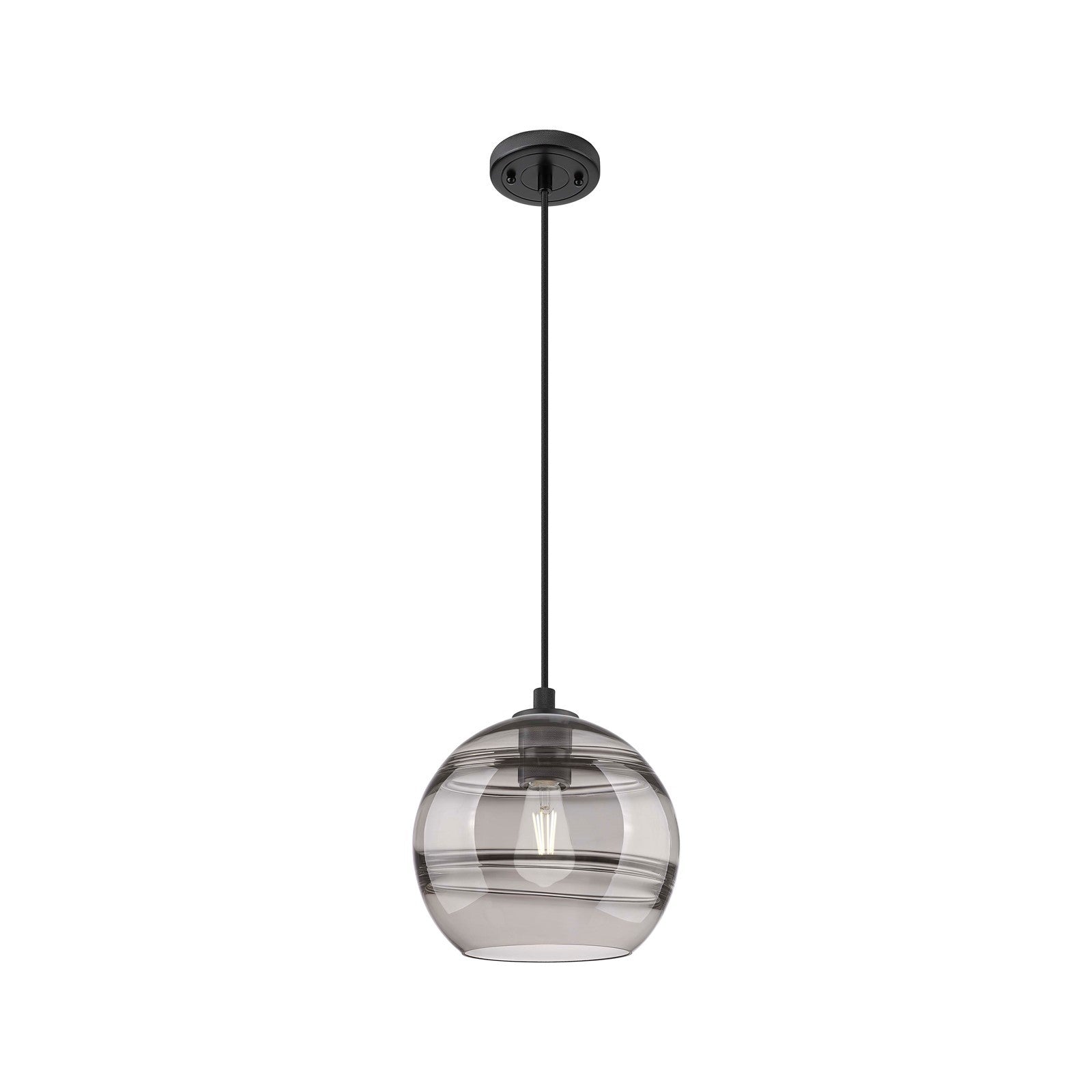 Innovations Rochester 10in 1-Light Pendant | Industrial Matte Black and Light Smoke Glass | Kitchen Island & Dining Room | Model 434-1P-BK-G556-10SM
