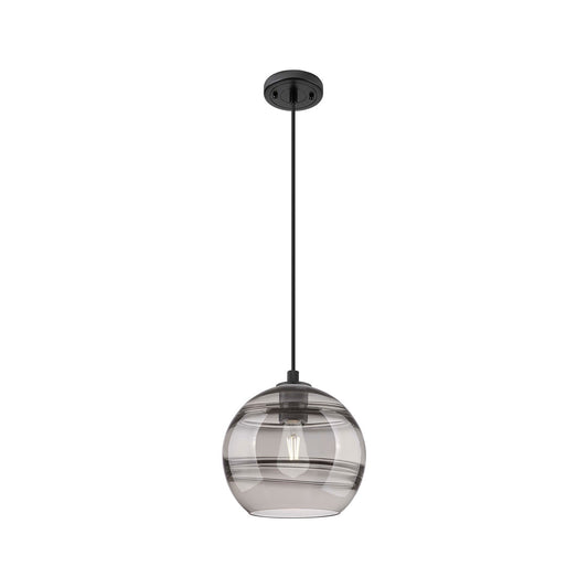 Innovations Rochester 10in 1-Light Pendant | Industrial Matte Black and Light Smoke Glass | Kitchen Island & Dining Room | Model 434-1P-BK-G556-10SM