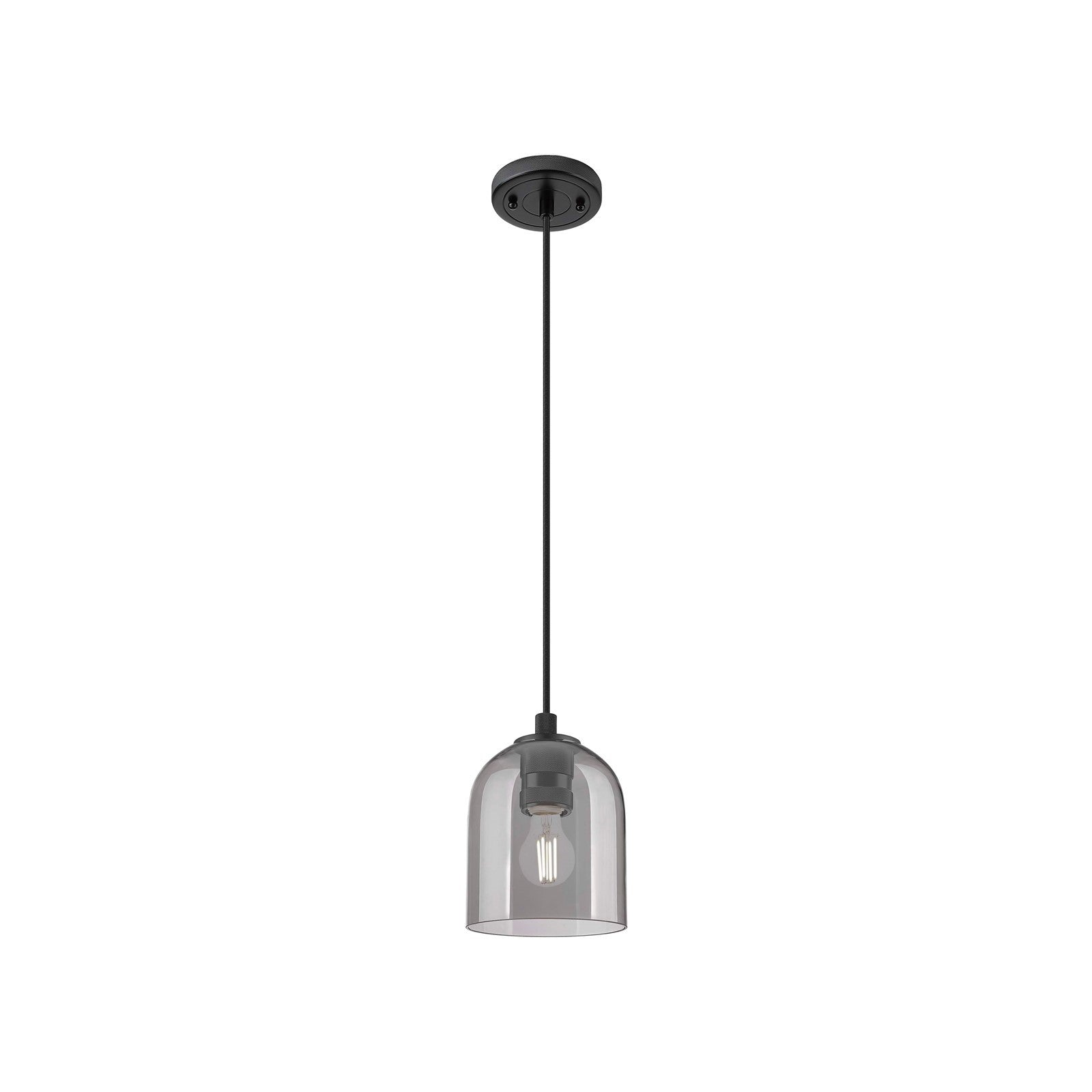 Innovations Bella 5.5in 1-Light Pendant | Industrial Matte Black and Light Smoke Glass | Kitchen Island & Dining Room | Model 434-1P-BK-G558-6SM