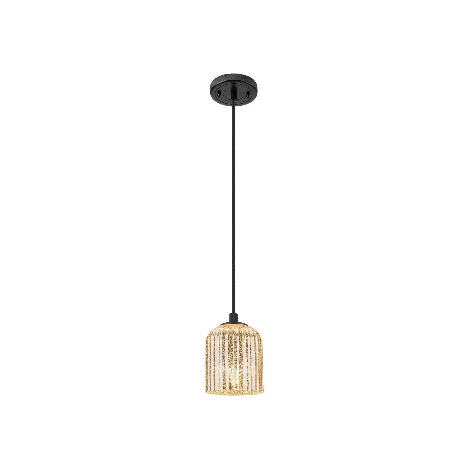 Innovations Crown Point 5in 1-Light Pendant | Industrial Matte Black and Mercury Glass | Kitchen Island & Dining Room | Model 434-1P-BK-G559-5ME