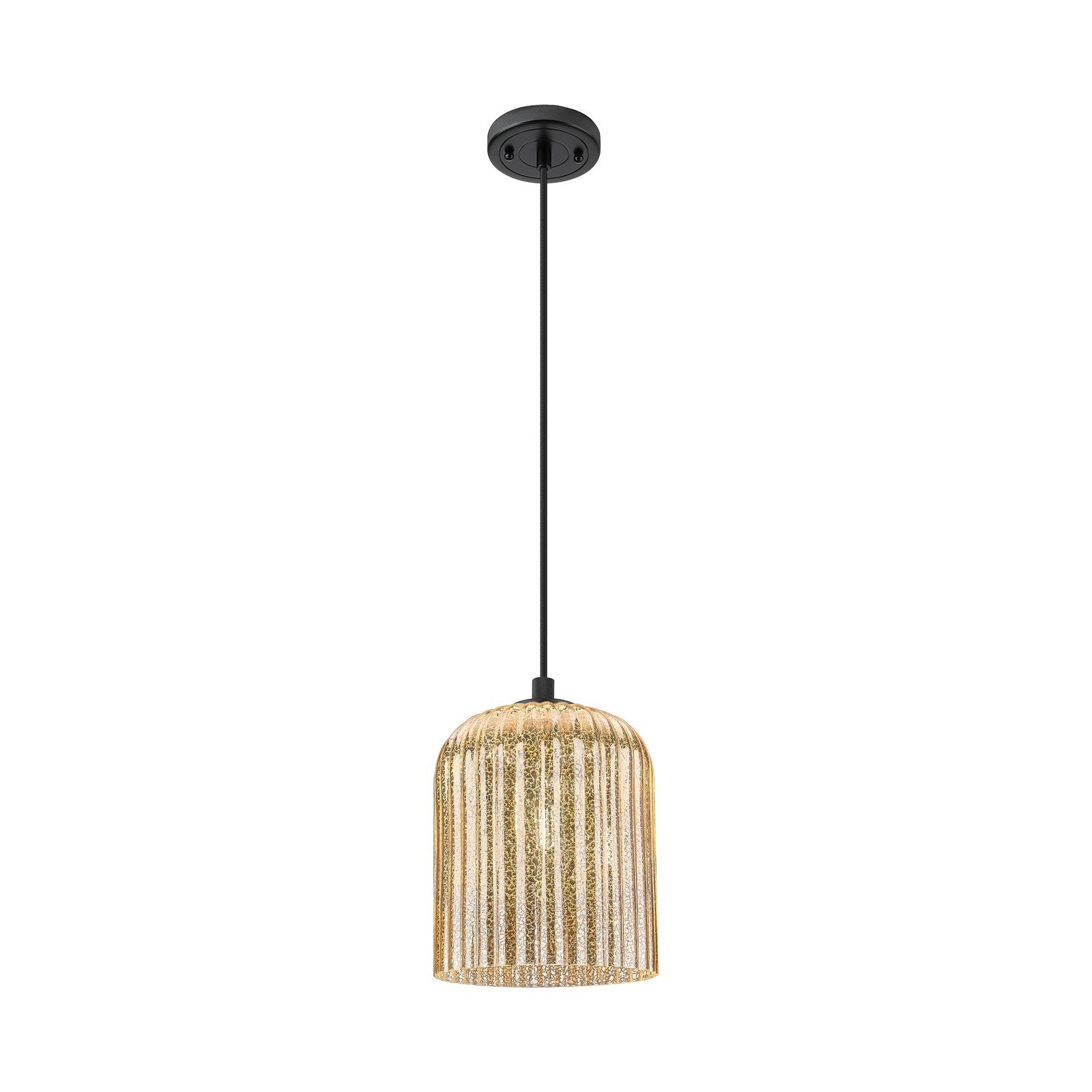 Innovations Crown Point 8in 1-Light Pendant | Industrial Matte Black and Mercury Glass | Kitchen Island & Dining Room | Model 434-1P-BK-G559-8ME