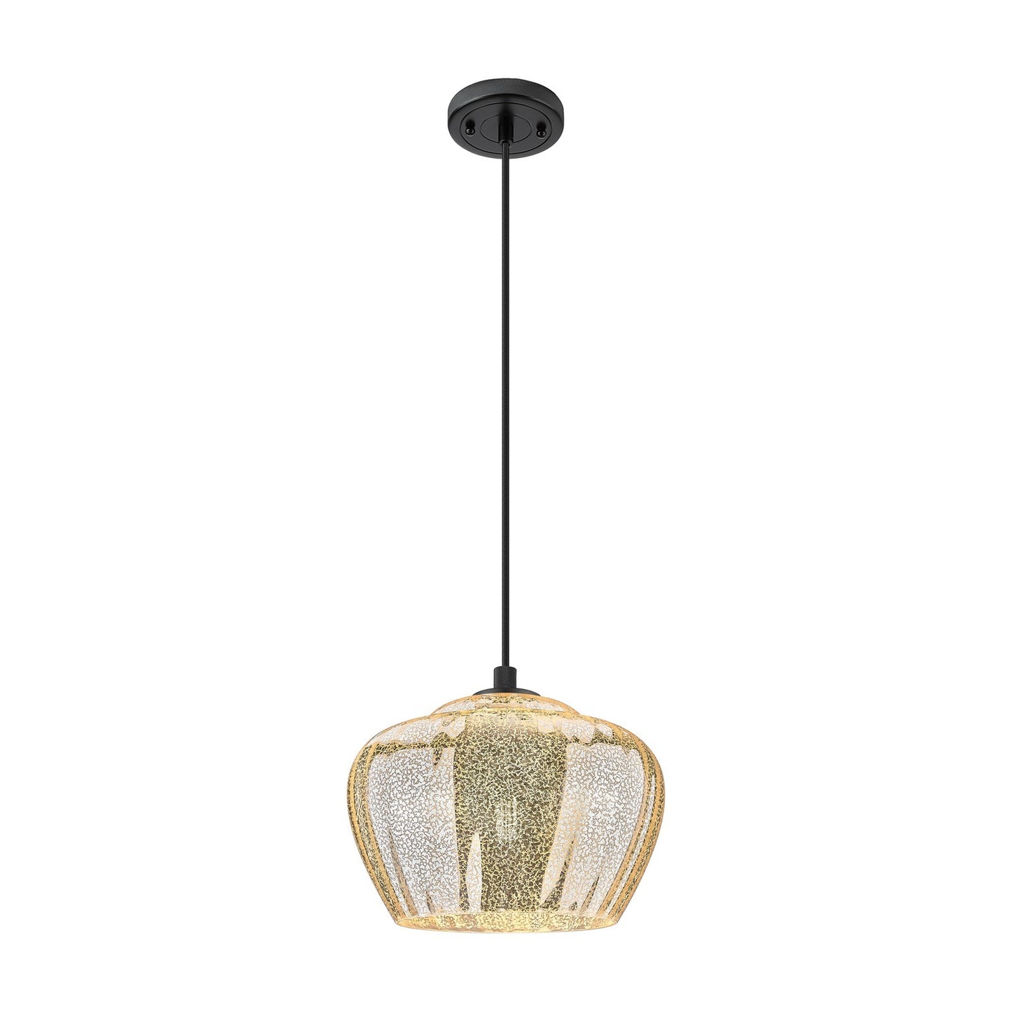 Innovations Fenton 11in 1-Light Pendant | Industrial Matte Black and Mercury Glass | Kitchen Island & Dining Room | Model 434-1P-BK-G96-L