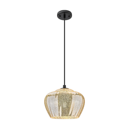 Innovations Fenton 11in 1-Light Pendant | Industrial Matte Black and Mercury Glass | Kitchen Island & Dining Room | Model 434-1P-BK-G96-L