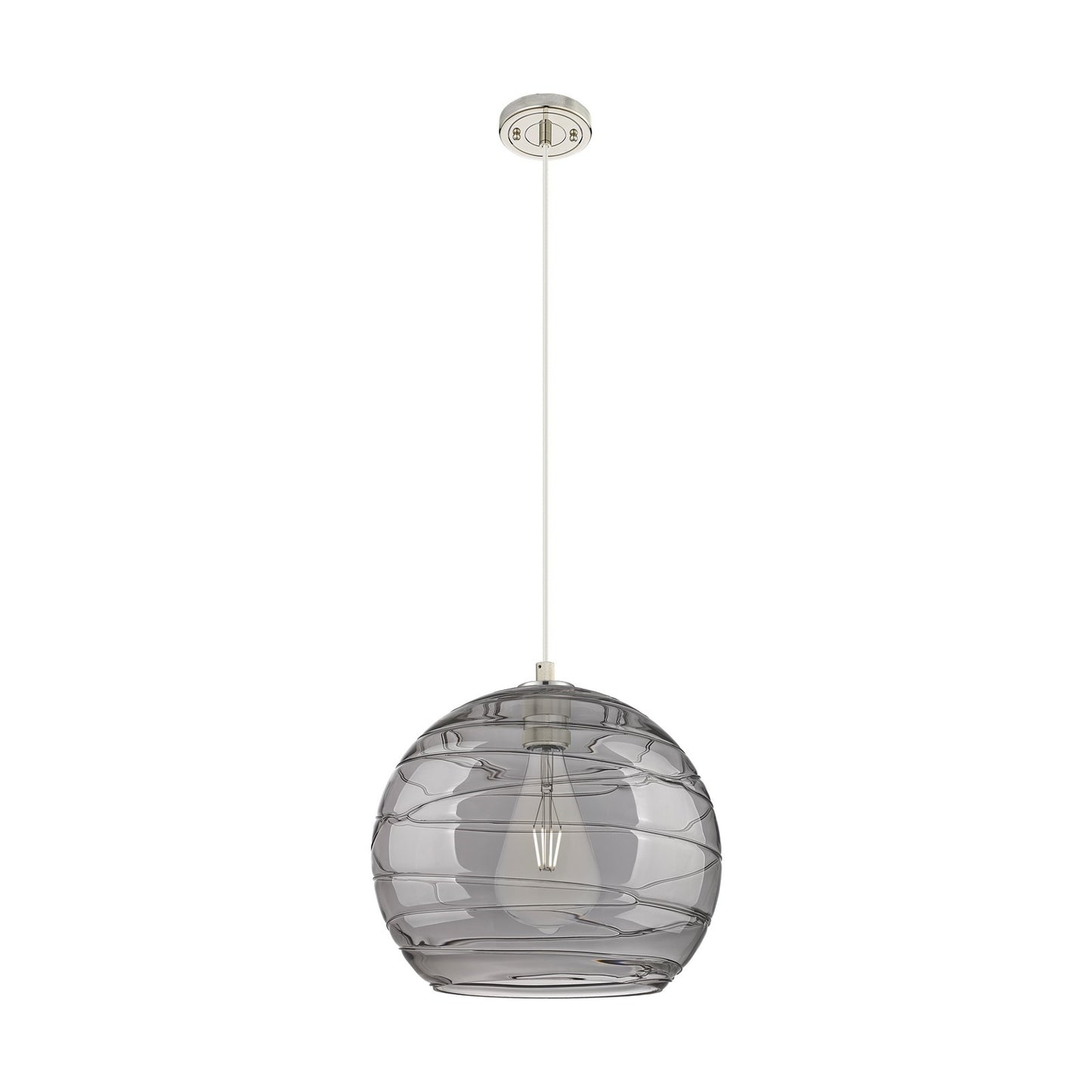 Innovations Athens Deco Swirl 13.75in 1-Light Pendant | Industrial Polished Nickel and Light Smoke Glass | Kitchen | Model 434-1P-PN-G1213-14SM