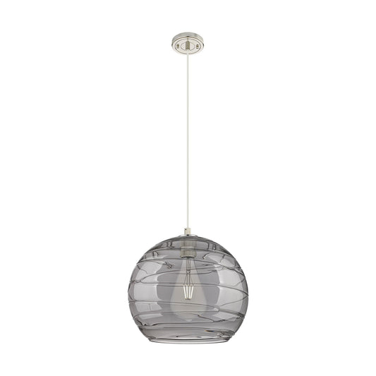 Innovations Athens Deco Swirl 13.75in 1-Light Pendant | Industrial Polished Nickel and Light Smoke Glass | Kitchen | Model 434-1P-PN-G1213-14SM
