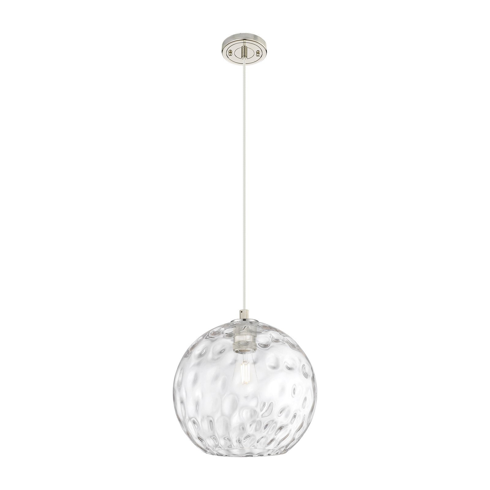 Innovations Athens Water Glass 12in 1-Light Pendant | Industrial Polished Nickel and Clear Glass | Kitchen Island & Dining | Model 434-1P-PN-G1215-12