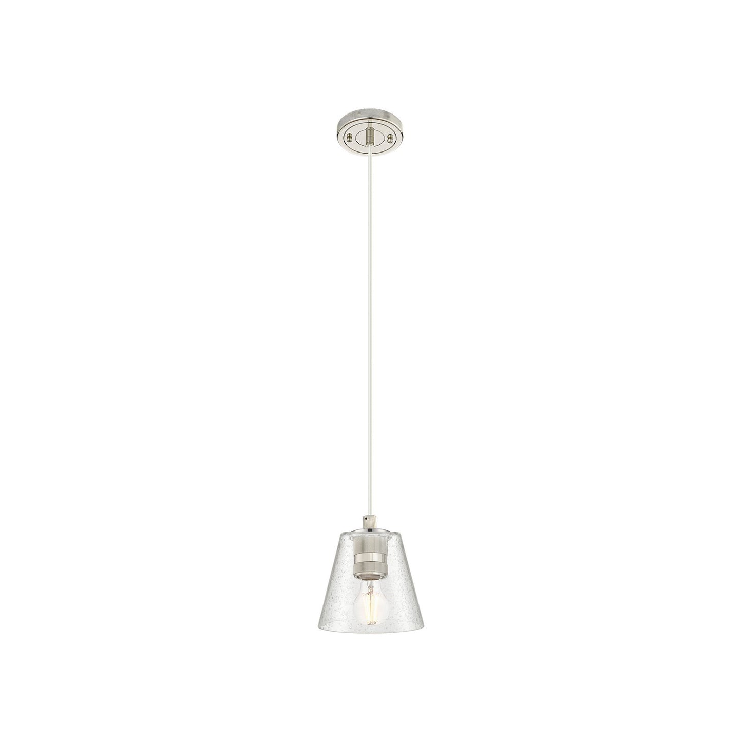 Innovations Caton 6in 1-Light Pendant | Industrial Polished Nickel and Frosted Glass | Kitchen Island & Dining Room | Model 434-1P-PN-G454