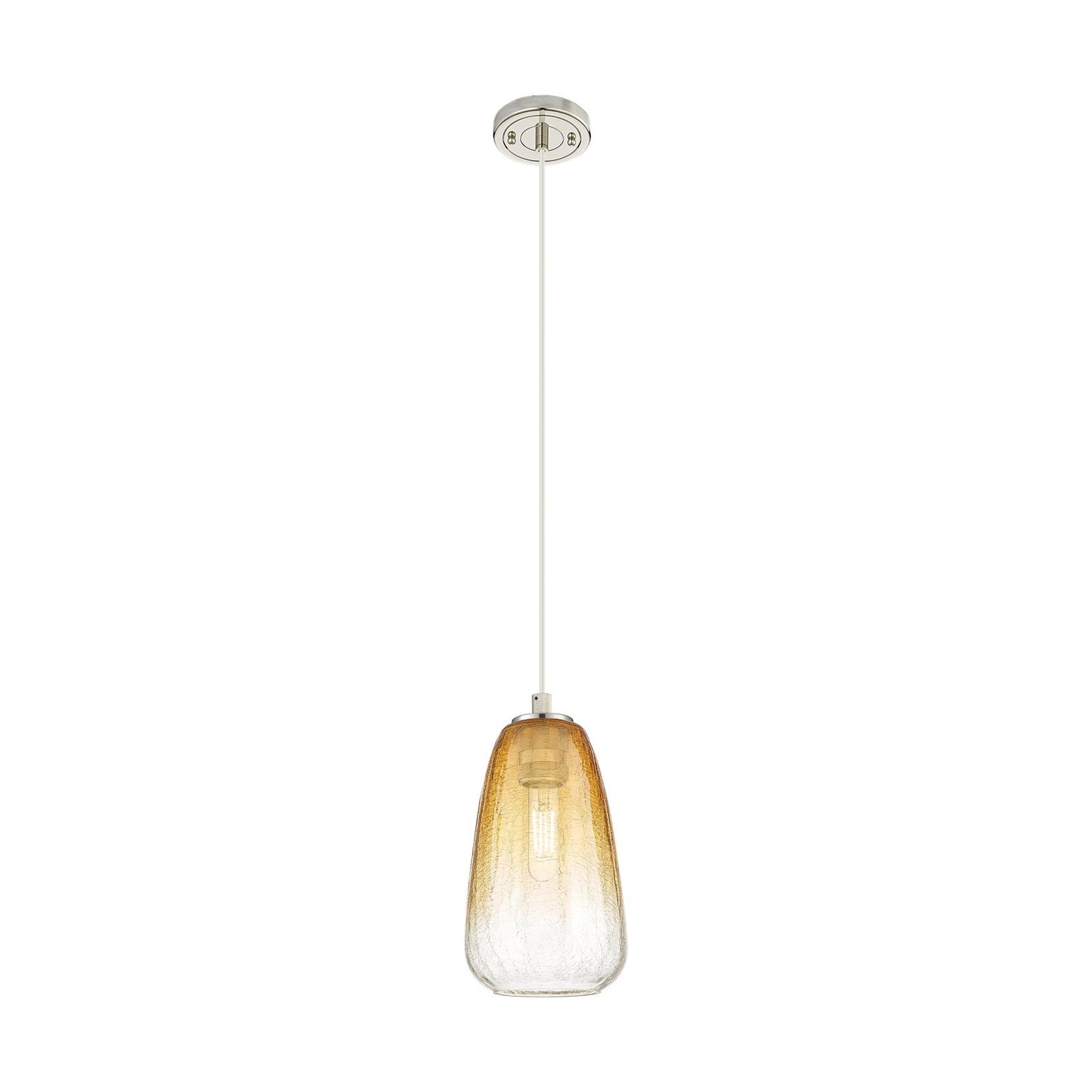 Innovations Brookhaven Almond 6in 1-Light Pendant | Industrial Polished Nickel and Amber Glass | Kitchen Island & Dining | Model 434-1P-PN-G480-6AM