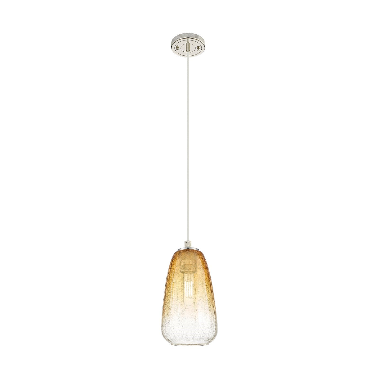 Innovations Brookhaven Almond 6in 1-Light Pendant | Industrial Polished Nickel and Amber Glass | Kitchen Island & Dining | Model 434-1P-PN-G480-6AM