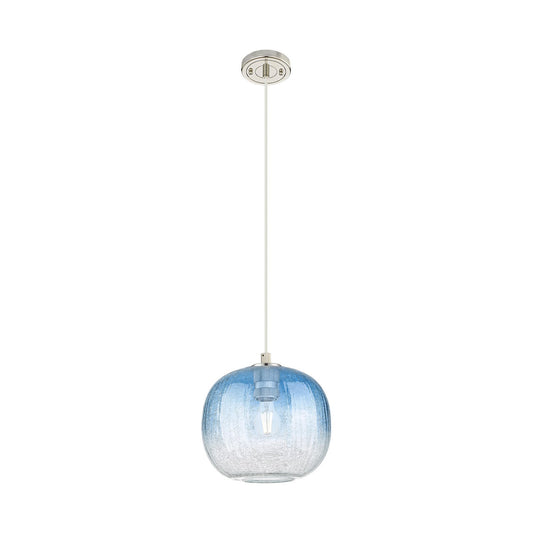 Innovations Brookhaven Sphere 10in 1-Light Pendant | Industrial Polished Nickel and Sapphire Blue Glass | Kitchen Island | Model 434-1P-PN-G481-10SB