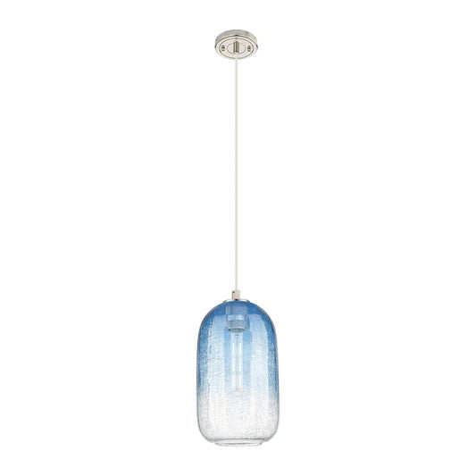 Innovations Brookhaven Cloche 7in 1-Light Pendant | Industrial Polished Nickel and Sapphire Blue Glass | Kitchen Island | Model 434-1P-PN-G482-7SB