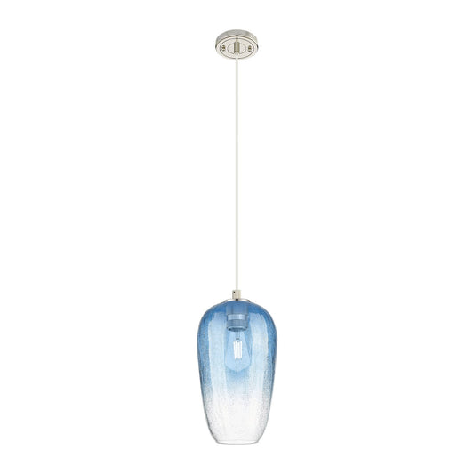 Innovations Brookhaven Flute 7in 1-Light Pendant | Industrial Polished Nickel and Sapphire Blue Glass | Kitchen Island | Model 434-1P-PN-G484-7SB
