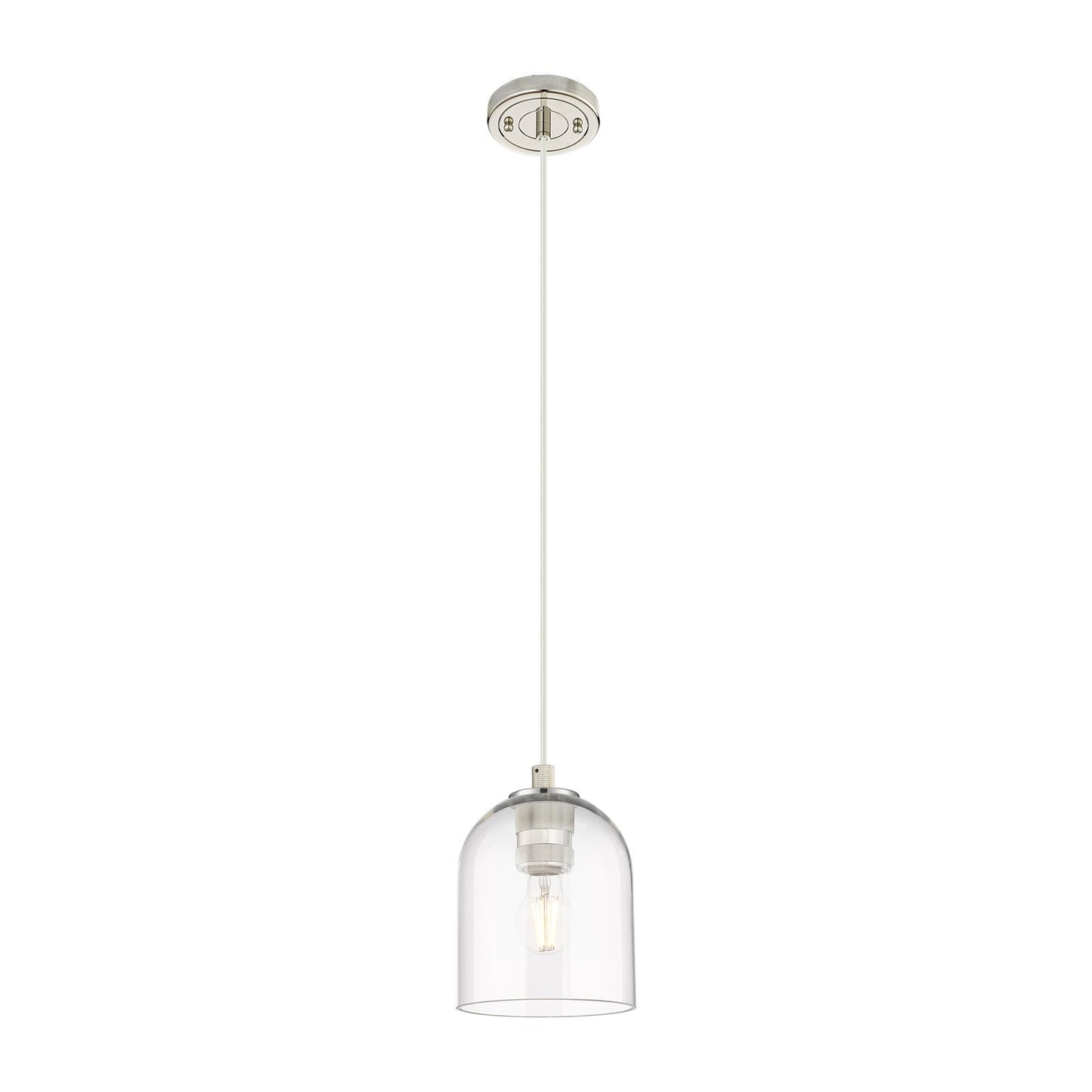 Innovations Bella 6in 1-Light Pendant | Industrial Polished Nickel and Clear Glass | Kitchen Island & Dining Room | Model 434-1P-PN-G558-6CL