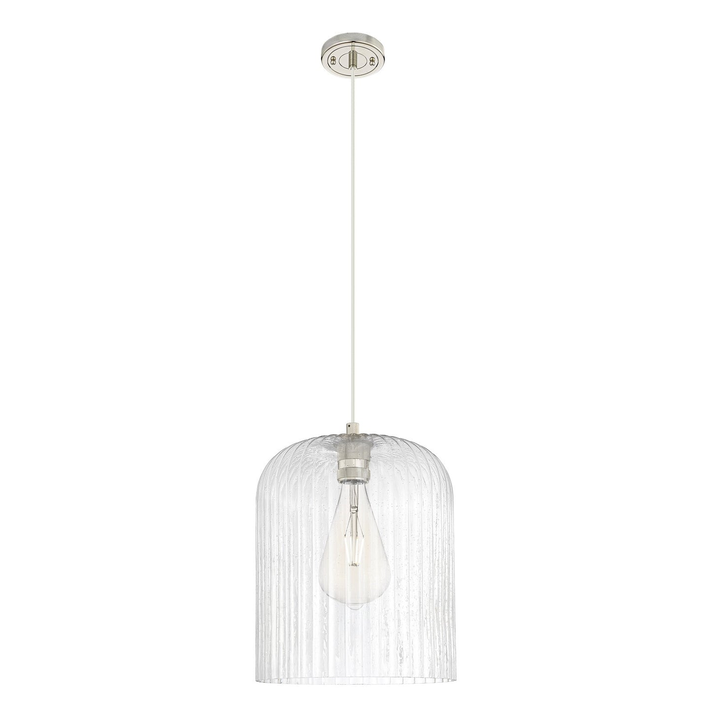 Innovations Crown Point 12in 1-Light Pendant | Industrial Polished Nickel and Seedy Glass | Kitchen Island & Dining Room | Model 434-1P-PN-G559-12SDY