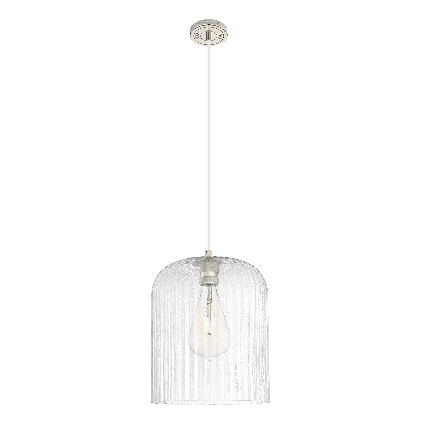 Innovations Crown Point 12in 1-Light Pendant | Industrial Polished Nickel and Seedy Glass | Kitchen Island & Dining Room | Model 434-1P-PN-G559-12SDY