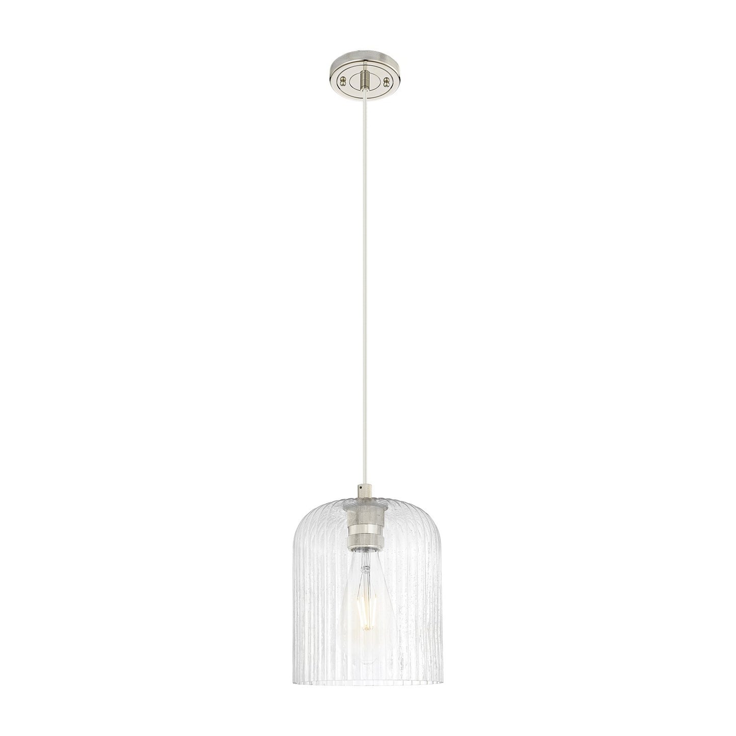 Innovations Crown Point 8in 1-Light Pendant | Industrial Polished Nickel and Seedy Glass | Kitchen Island & Dining Room | Model 434-1P-PN-G559-8SDY