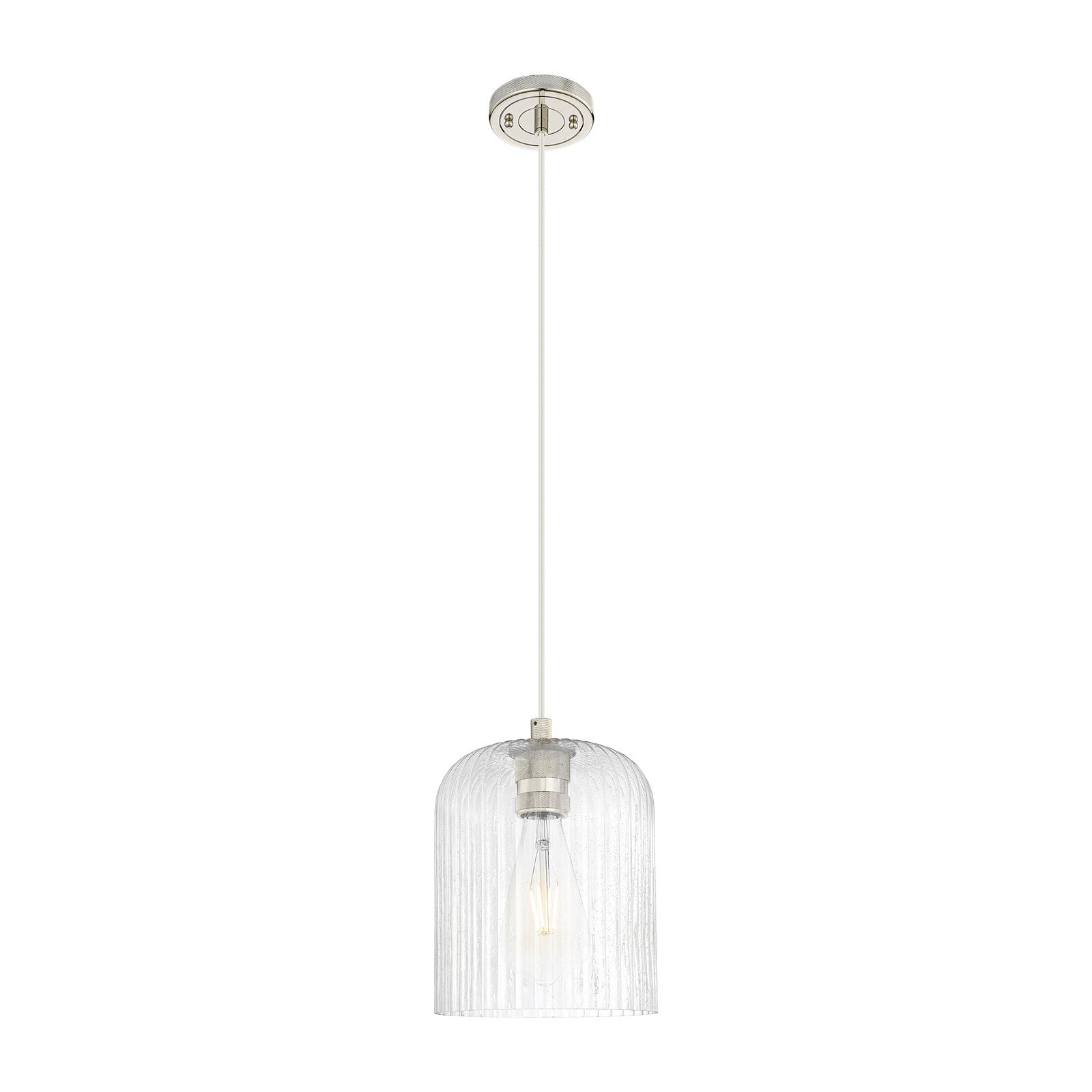 Innovations Crown Point 8in 1-Light Pendant | Industrial Polished Nickel and Seedy Glass | Kitchen Island & Dining Room | Model 434-1P-PN-G559-8SDY