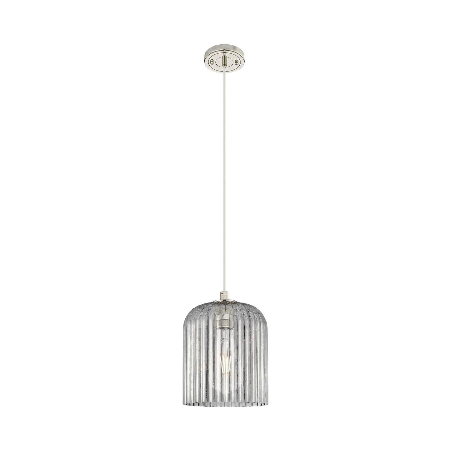 Innovations Crown Point 8in 1-Light Pendant | Industrial Polished Nickel and Light Smoke Glass | Kitchen Island & Dining | Model 434-1P-PN-G559-8SM