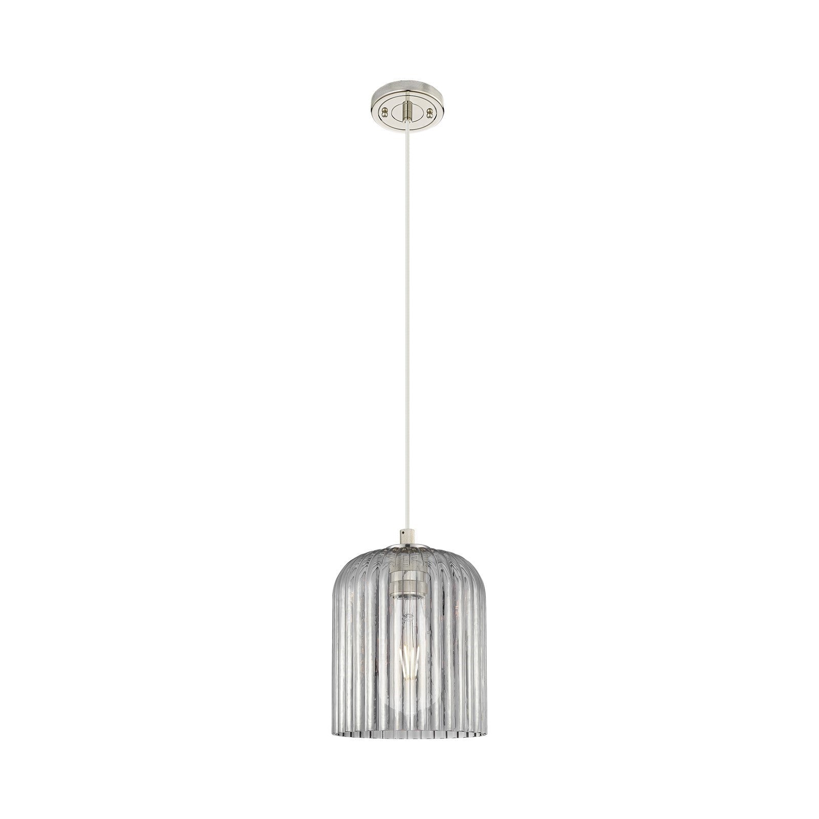 Innovations Crown Point 8in 1-Light Pendant | Industrial Polished Nickel and Light Smoke Glass | Kitchen Island & Dining | Model 434-1P-PN-G559-8SM