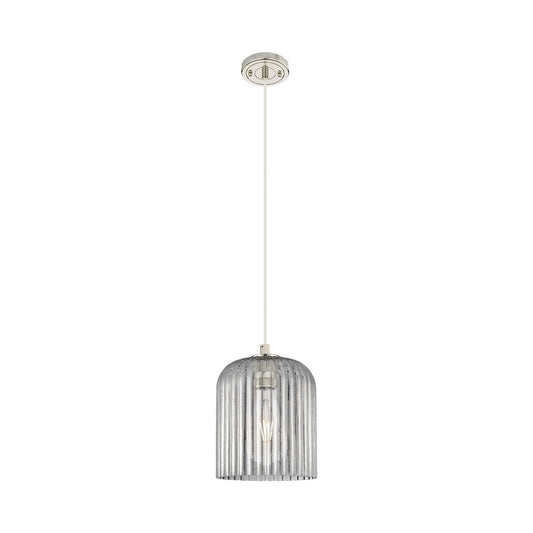 Innovations Crown Point 8in 1-Light Pendant | Industrial Polished Nickel and Light Smoke Glass | Kitchen Island & Dining | Model 434-1P-PN-G559-8SM