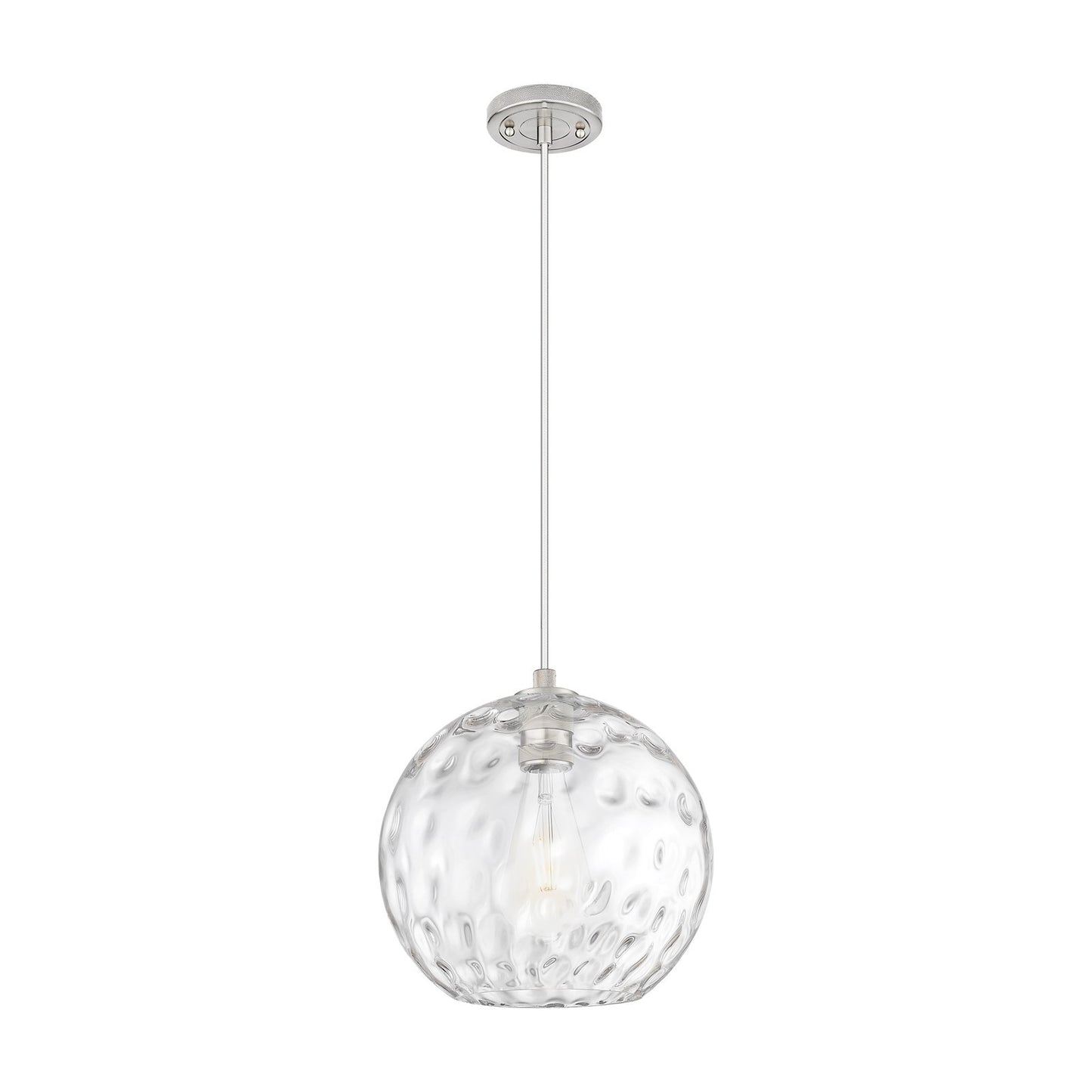Innovations Athens Water Glass 12in 1-Light Pendant | Industrial Satin Nickel and Clear Glass | Kitchen Island & Dining | Model 434-1P-SN-G1215-12