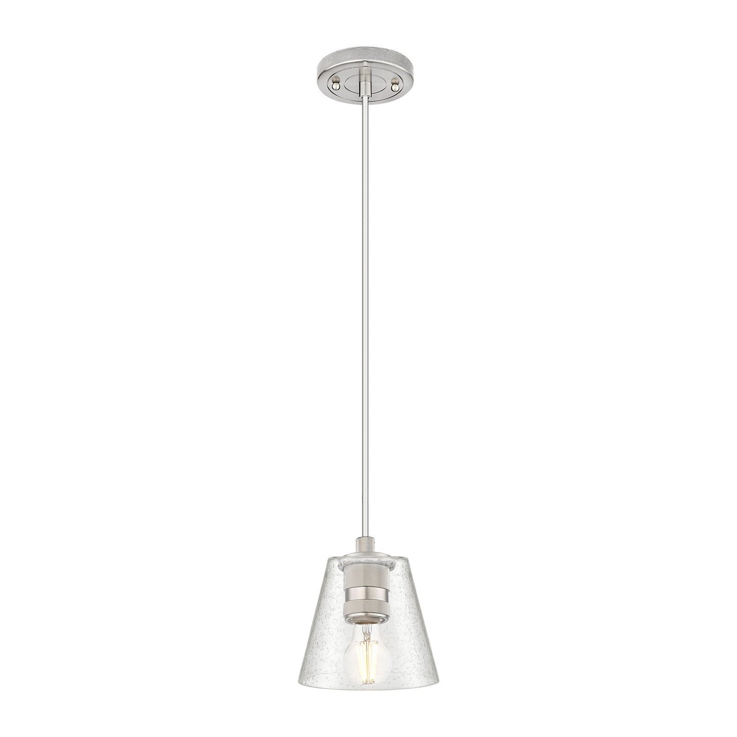 Innovations Caton 6in 1-Light Pendant | Industrial Satin Nickel and Frosted Glass | Kitchen Island & Dining Room | Model 434-1P-SN-G454