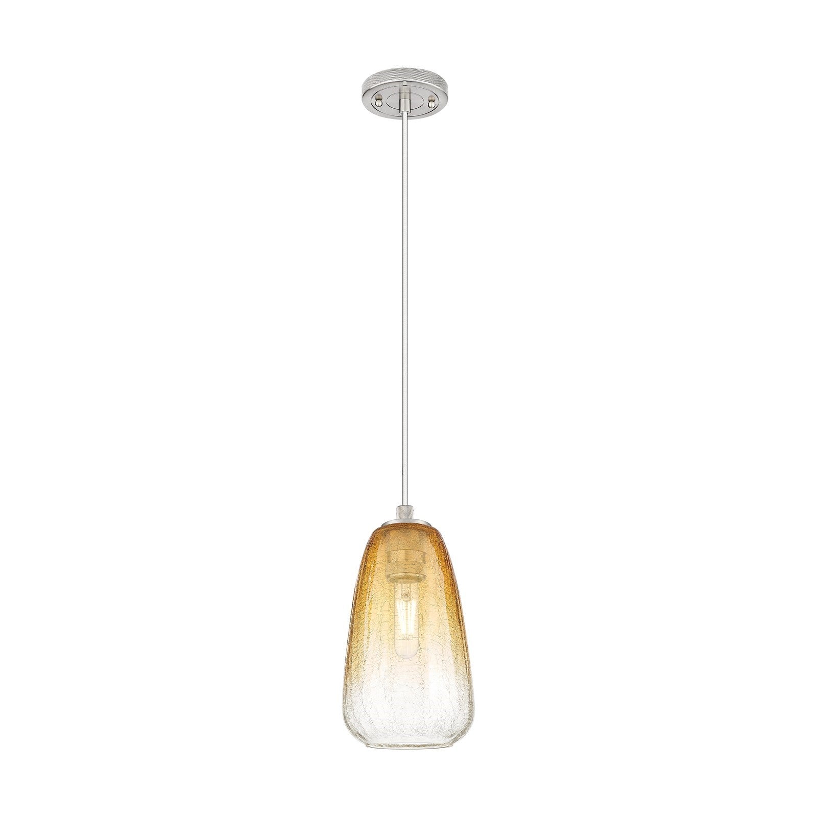 Innovations Brookhaven Almond 6in 1-Light Pendant | Industrial Satin Nickel and Amber Glass | Kitchen Island & Dining Room | Model 434-1P-SN-G480-6AM