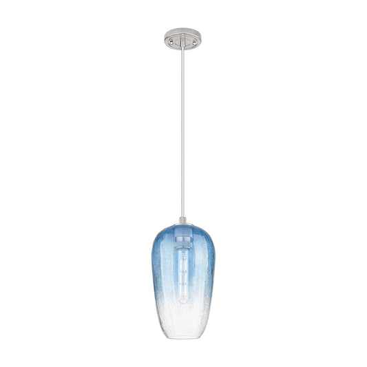 Innovations Brookhaven Flute 7in 1-Light Pendant | Industrial Satin Nickel and Sapphire Blue Glass | Kitchen Island | Model 434-1P-SN-G484-7SB