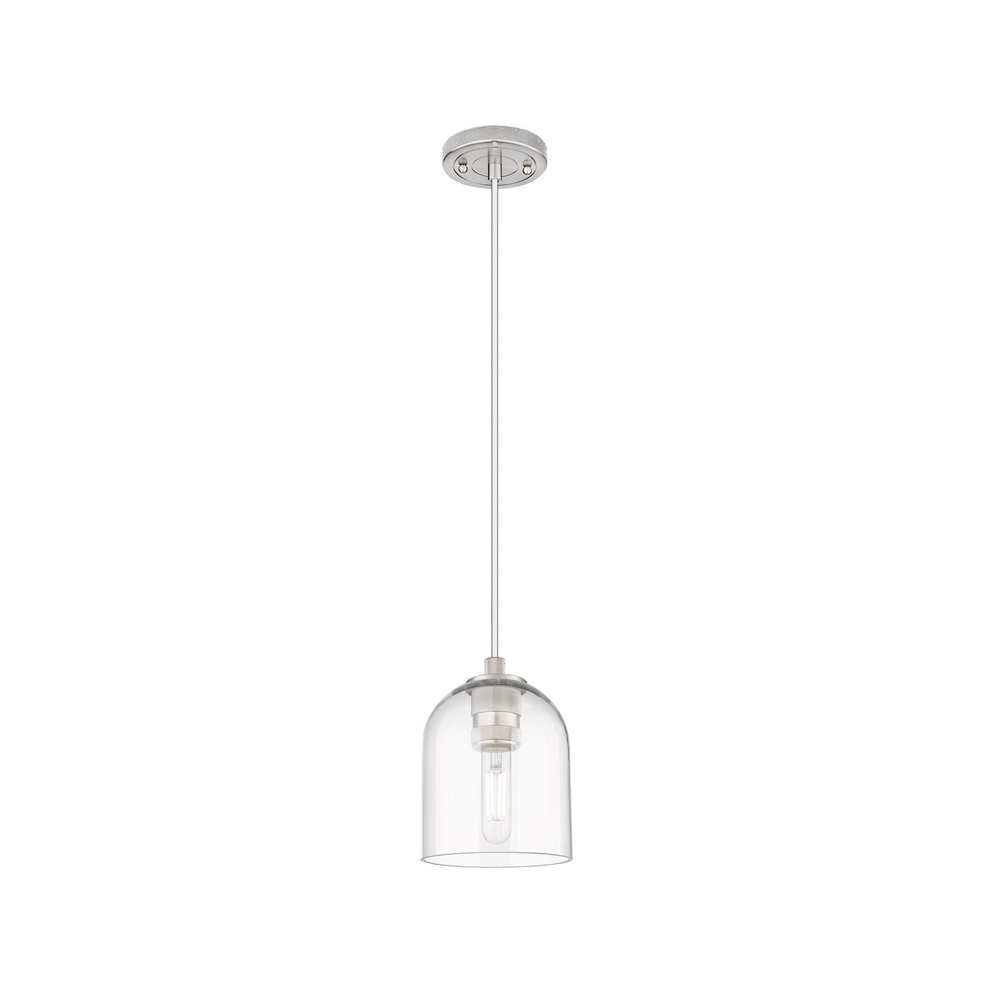 Innovations Bella 5.5in 1-Light Pendant | Industrial Satin Nickel and Clear Glass | Kitchen Island & Dining Room | Model 434-1P-SN-G558-6CL