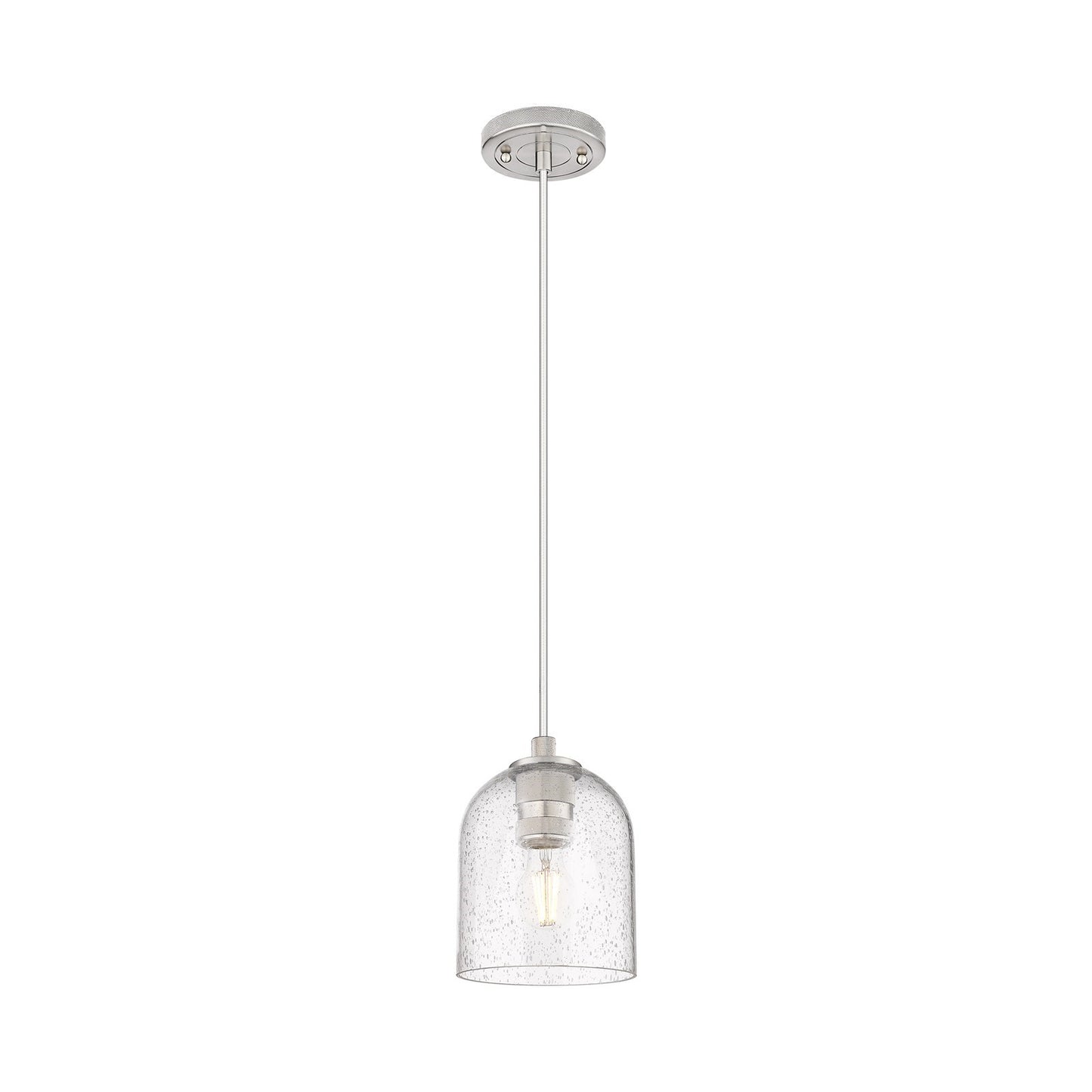 Innovations Bella 5.5in 1-Light Pendant | Industrial Satin Nickel and Seedy Glass | Kitchen Island & Dining Room | Model 434-1P-SN-G558-6SDY