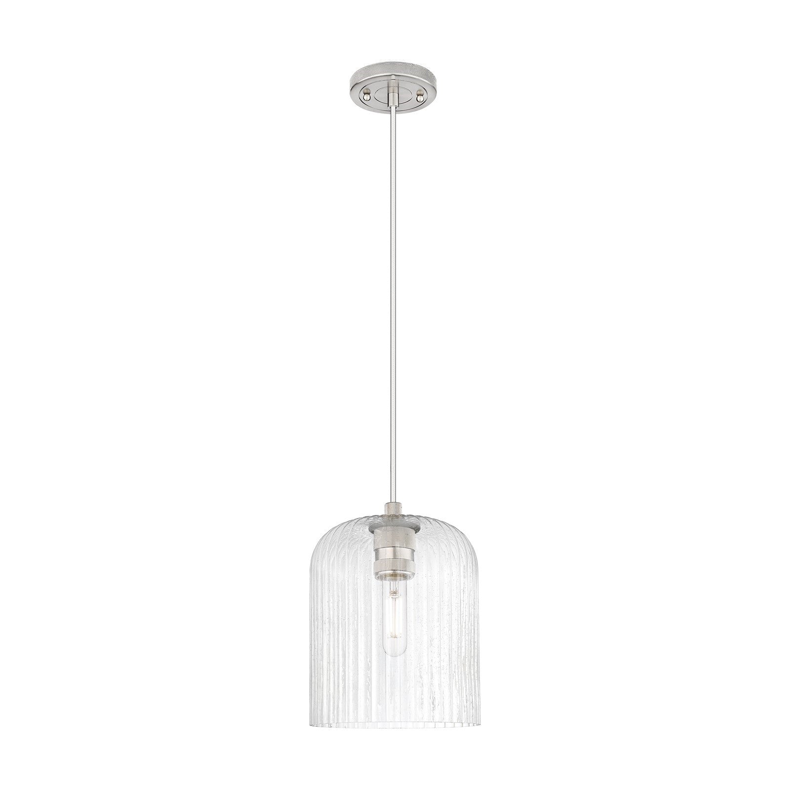 Innovations Crown Point 8in 1-Light Pendant | Industrial Satin Nickel and Seedy Glass | Kitchen Island & Dining Room | Model 434-1P-SN-G559-8SDY
