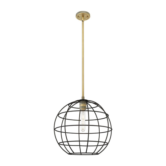 Innovations Lake Placid 16in 1-Light Pendant | Industrial Brushed Brass and Matte Black Metal | Kitchen Island & Dining | Model 434-1S-BB-CE-16-BK