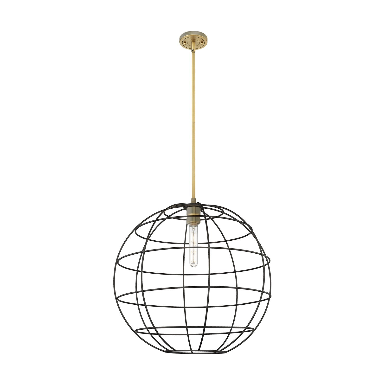 Innovations Lake Placid 22in 1-Light Pendant | Industrial Brushed Brass and Matte Black Metal | Kitchen Island & Dining | Model 434-1S-BB-CE-22-BK