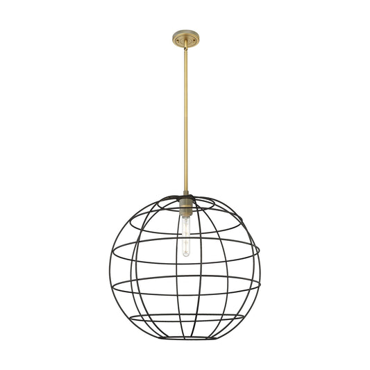 Innovations Lake Placid 22in 1-Light Pendant | Industrial Brushed Brass and Matte Black Metal | Kitchen Island & Dining | Model 434-1S-BB-CE-22-BK