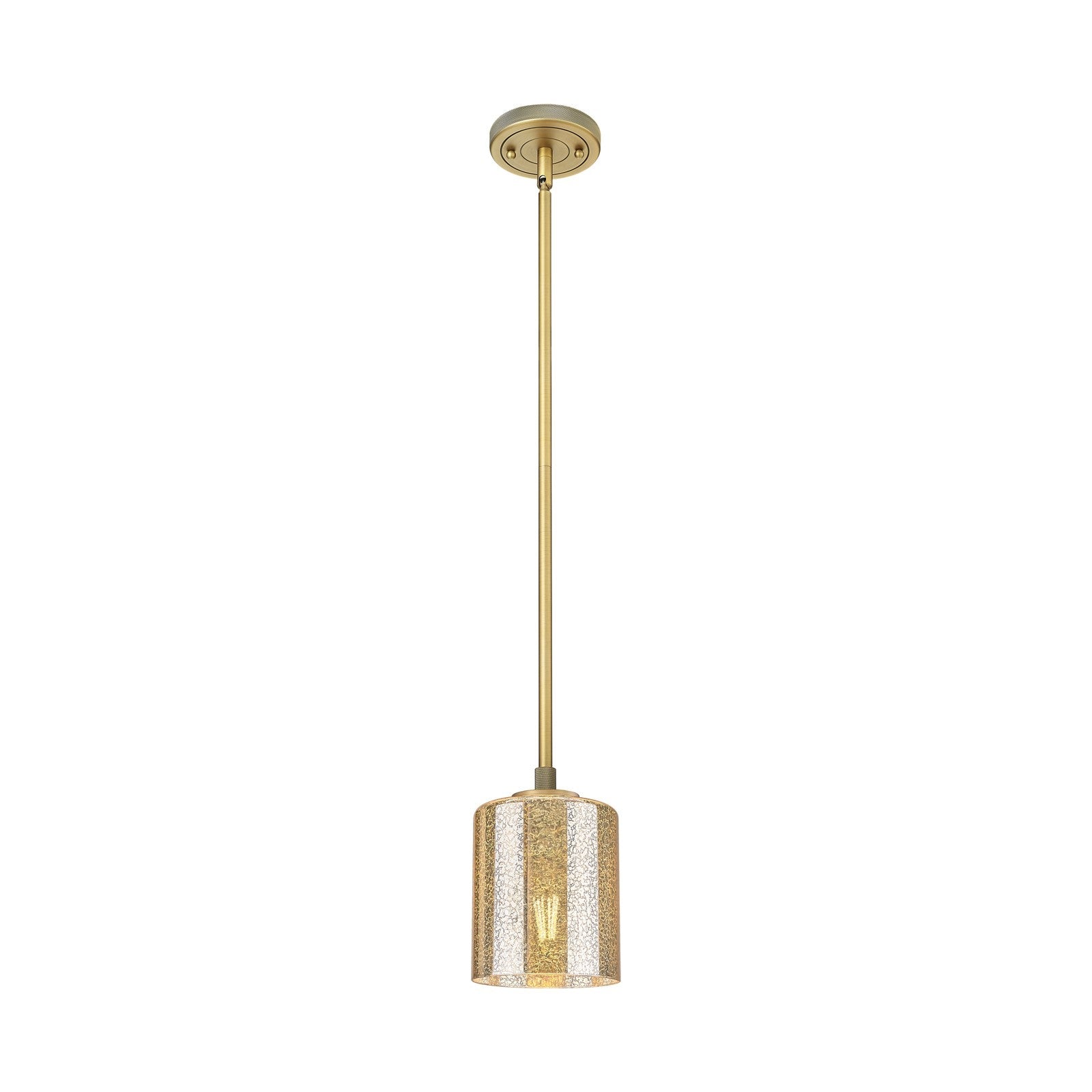 Innovations Cobbleskill 5in 1-Light Pendant | Industrial Brushed Brass and Mercury Glass | Kitchen Island & Dining Room | Model 434-1S-BB-G116