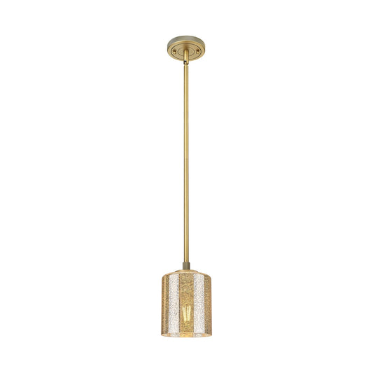 Innovations Cobbleskill 5in 1-Light Pendant | Industrial Brushed Brass and Mercury Glass | Kitchen Island & Dining Room | Model 434-1S-BB-G116