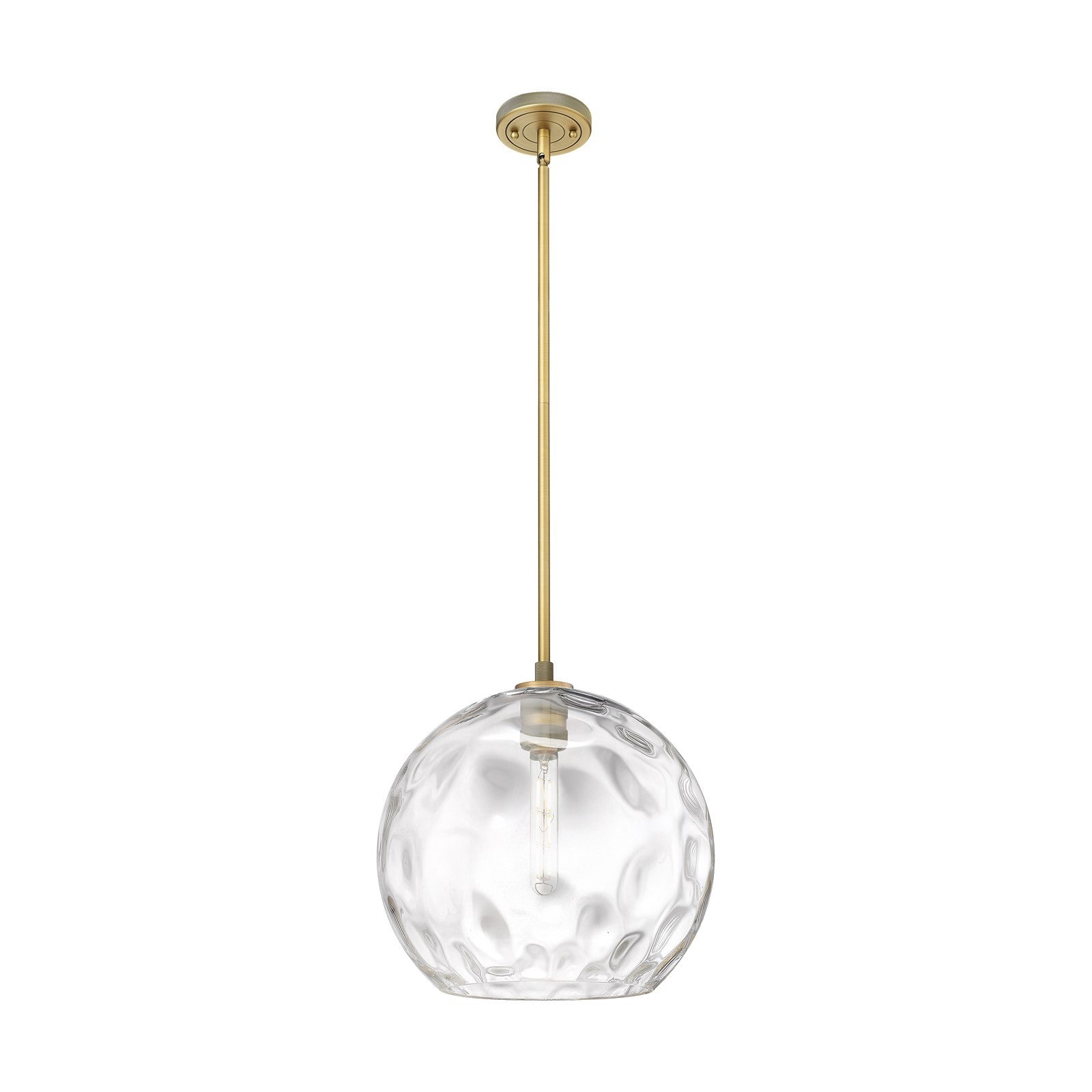 Innovations Athens Water Glass 13in 1-Light Pendant | Industrial Brushed Brass and Clear Glass | Kitchen Island & Dining | Model 434-1S-BB-G1215-14