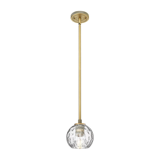 Innovations Athens Water Glass 6in 1-Light Pendant | Industrial Brushed Brass and Clear Glass | Kitchen Island & Dining | Model 434-1S-BB-G1215-6