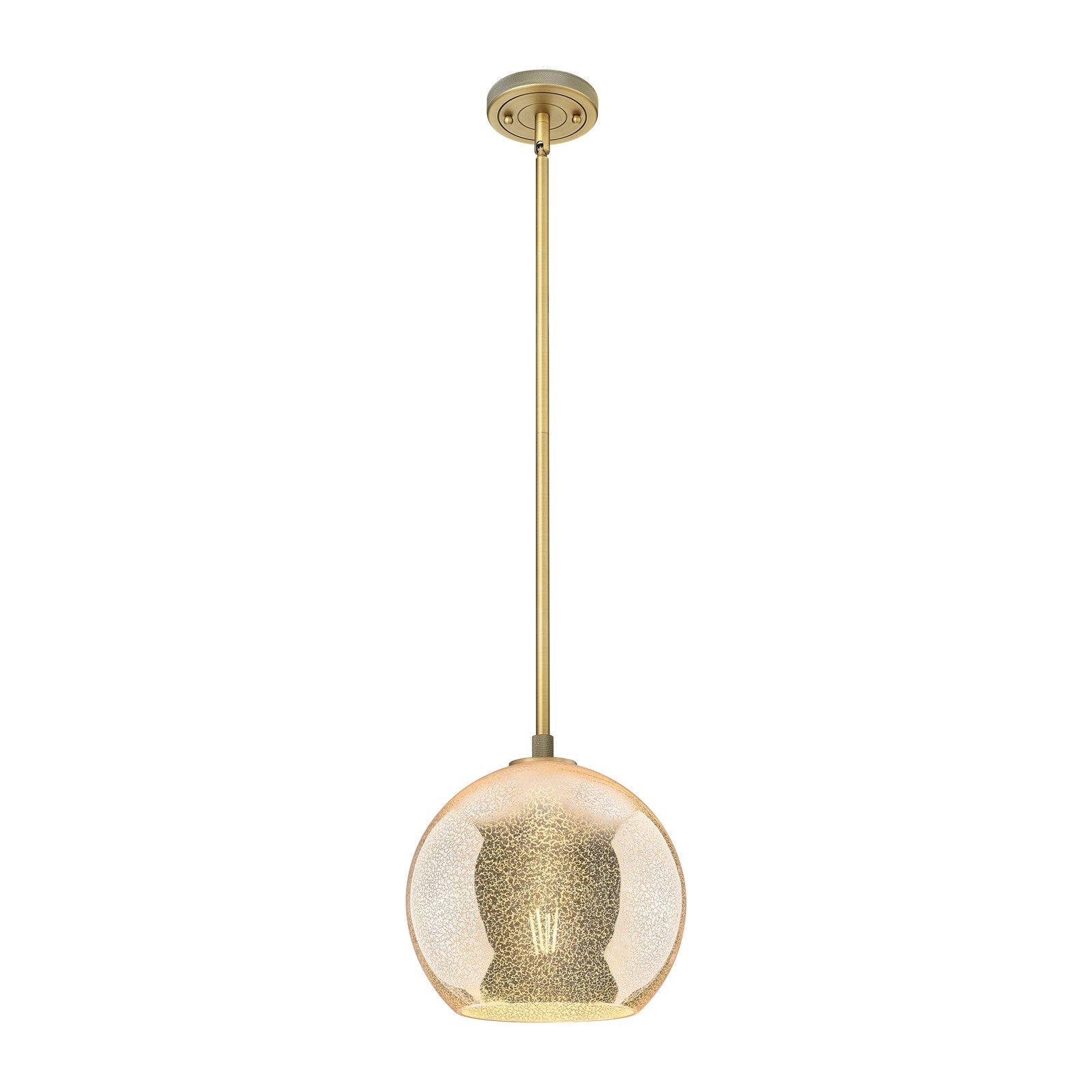 Innovations Athens 10in 1-Light Pendant | Industrial Brushed Brass and Mercury Glass | Kitchen Island & Dining Room | Model 434-1S-BB-G128-10