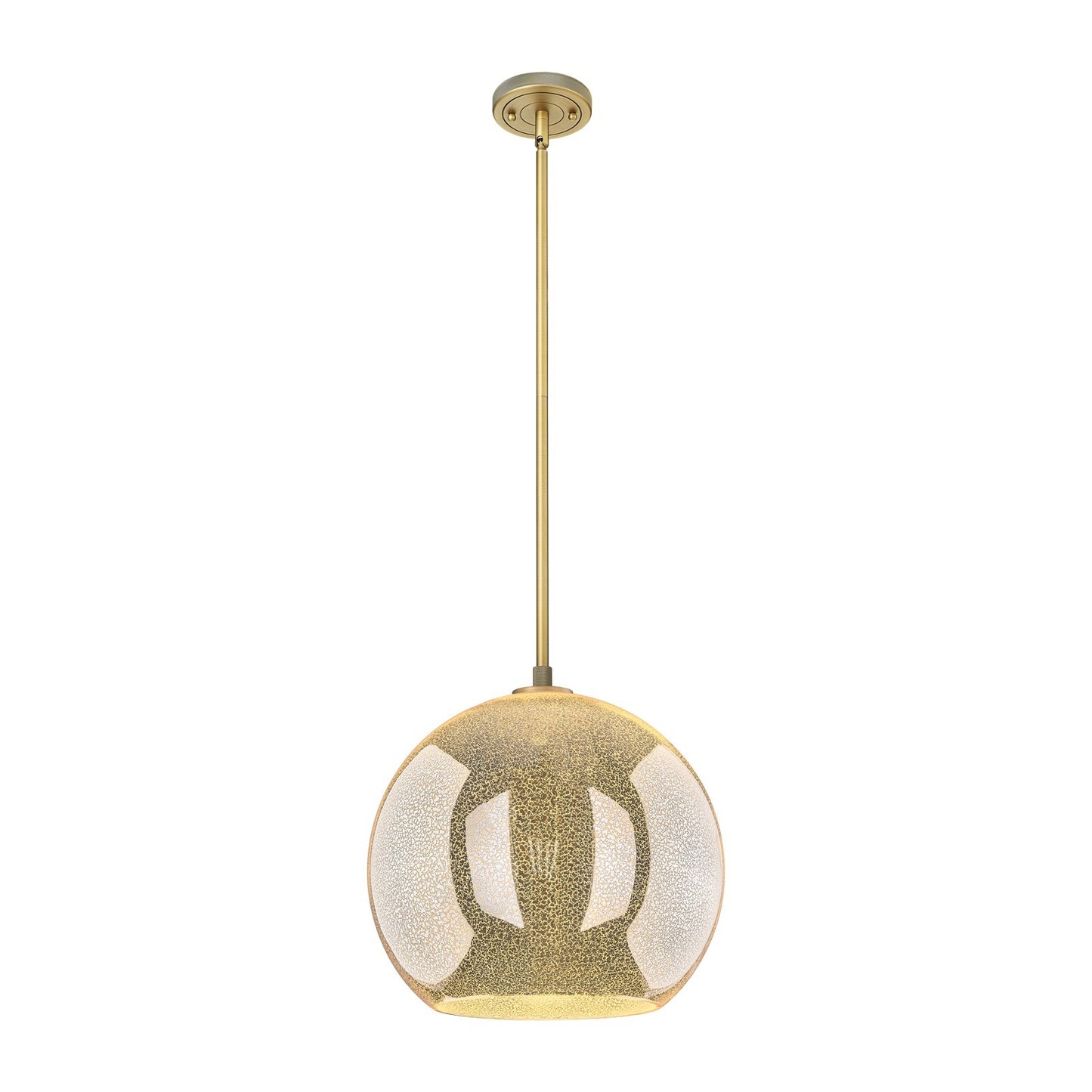 Innovations Astor 14in 1-Light Pendant | Industrial Brushed Brass and Mercury Glass | Kitchen Island & Dining Room | Model 434-1S-BB-G128-14