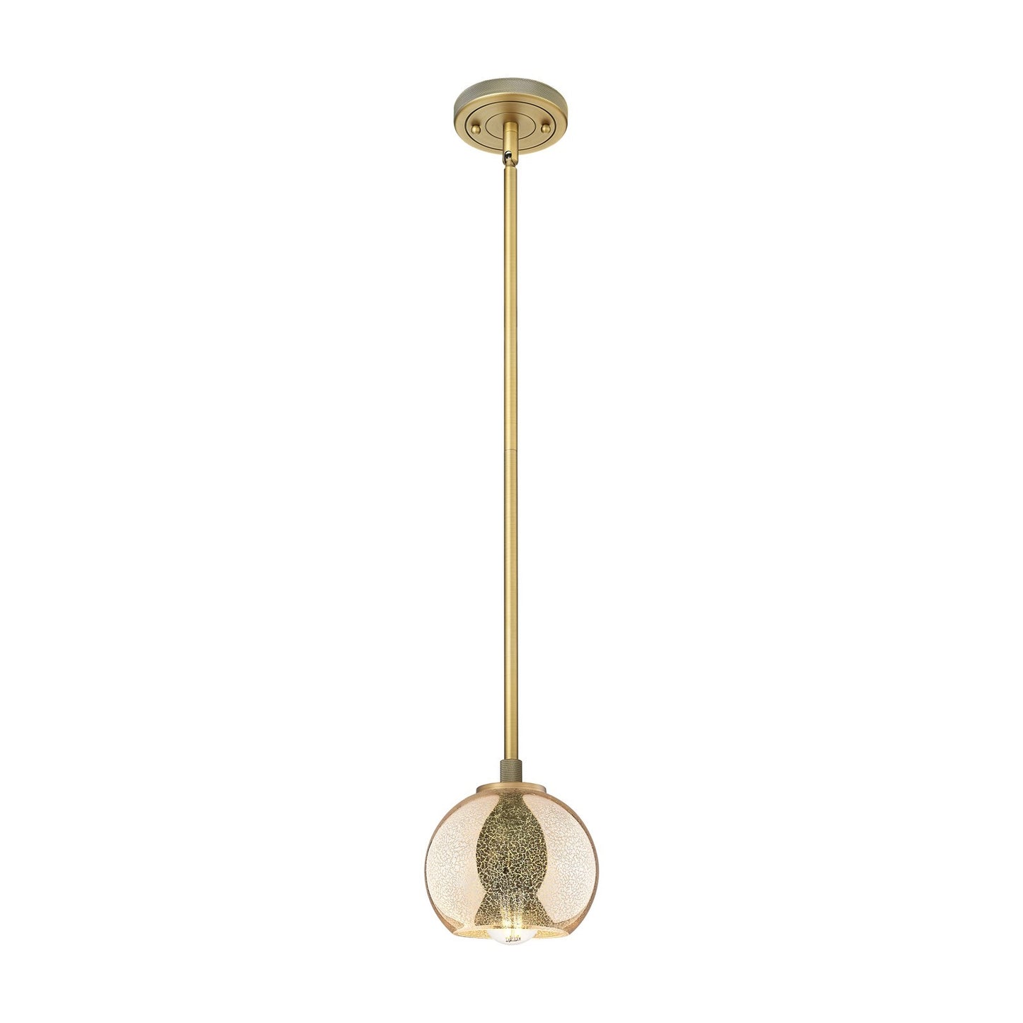 Innovations Athens 6in 1-Light Pendant | Industrial Brushed Brass and Mercury Glass | Kitchen Island & Dining Room | Model 434-1S-BB-G128-6