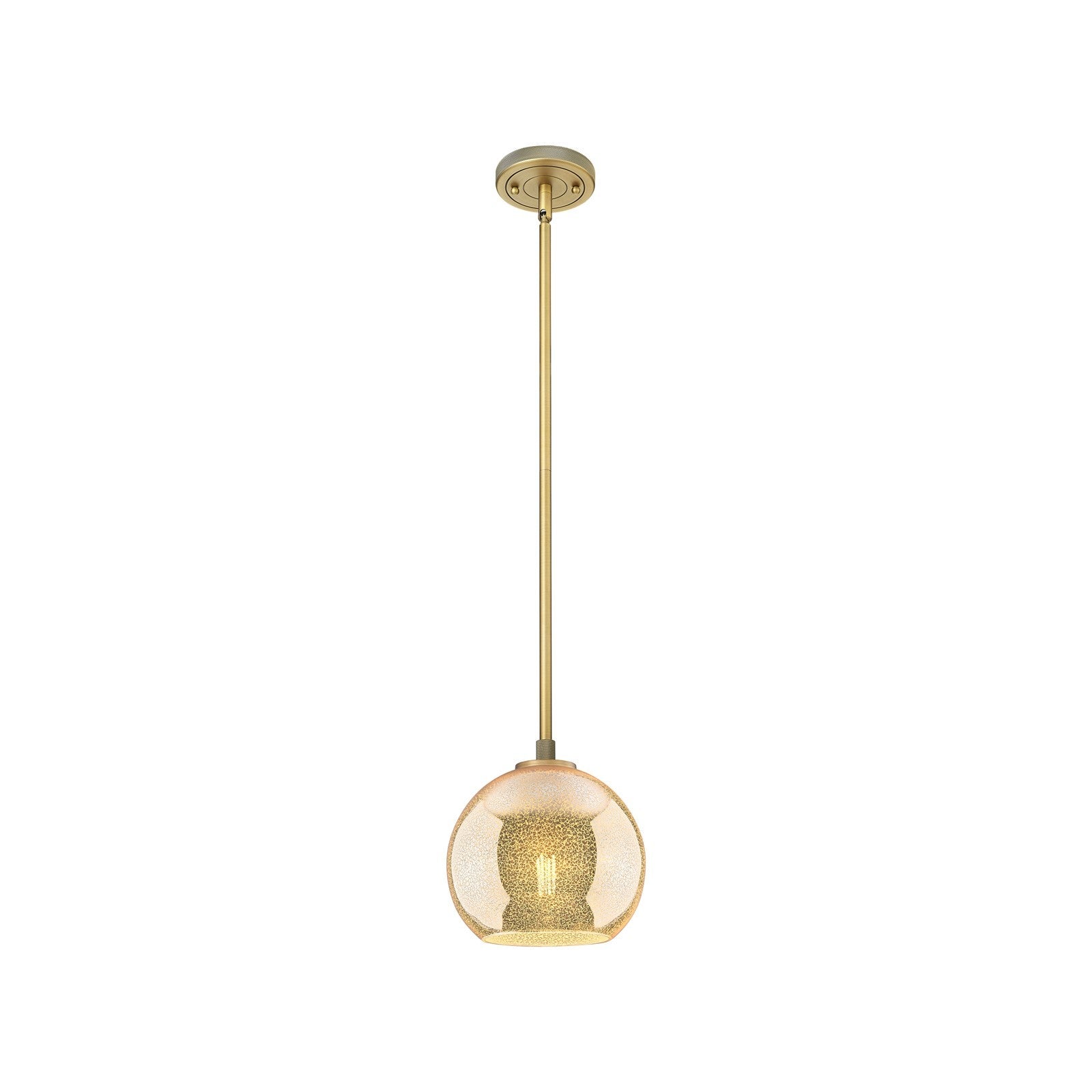 Innovations Athens 8in 1-Light Pendant | Industrial Brushed Brass and Mercury Glass | Kitchen Island & Dining Room | Model 434-1S-BB-G128-8