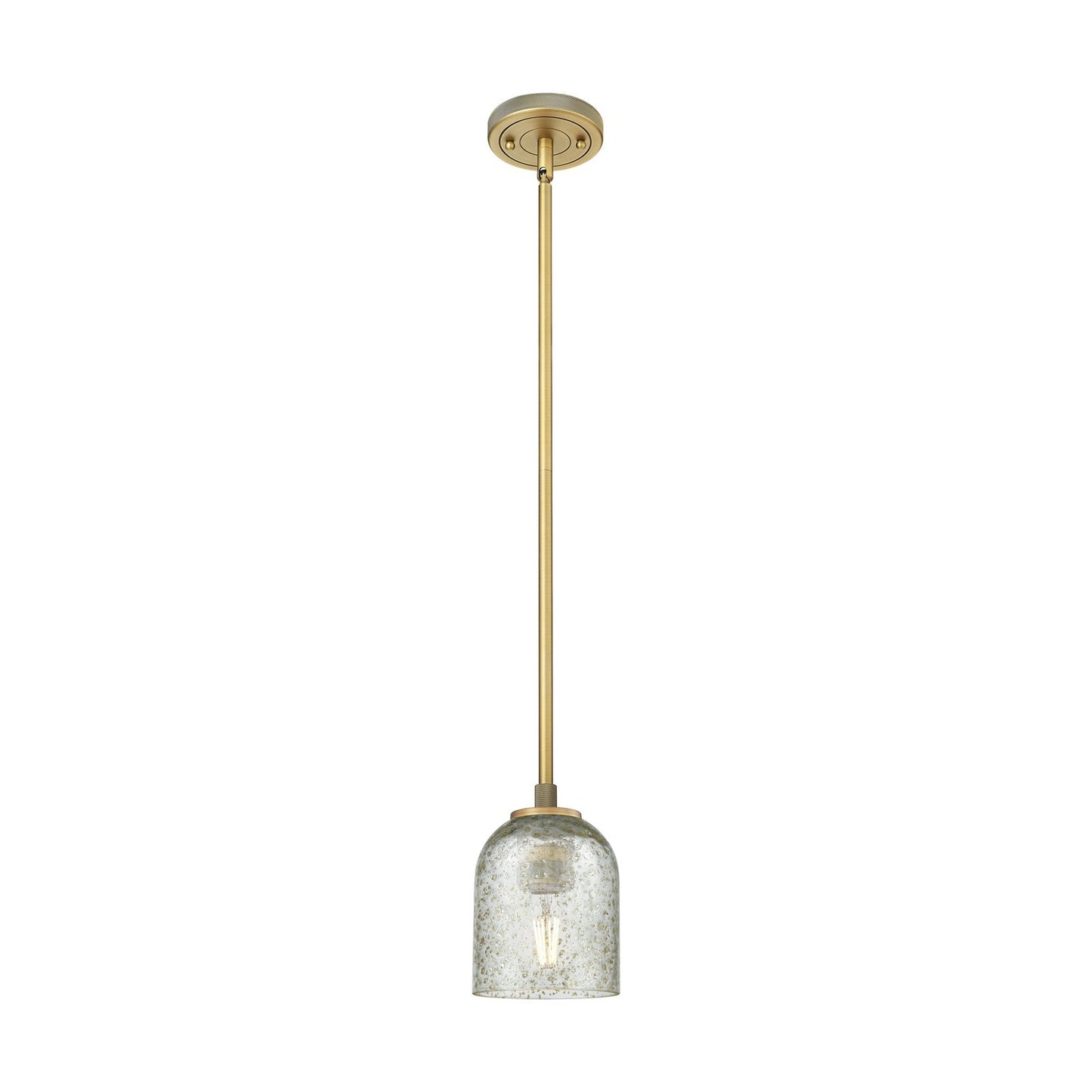 Innovations Caledonia 5in 1-Light Pendant | Industrial Brushed Brass and Mica Glass | Kitchen Island & Dining Room | Model 434-1S-BB-G259