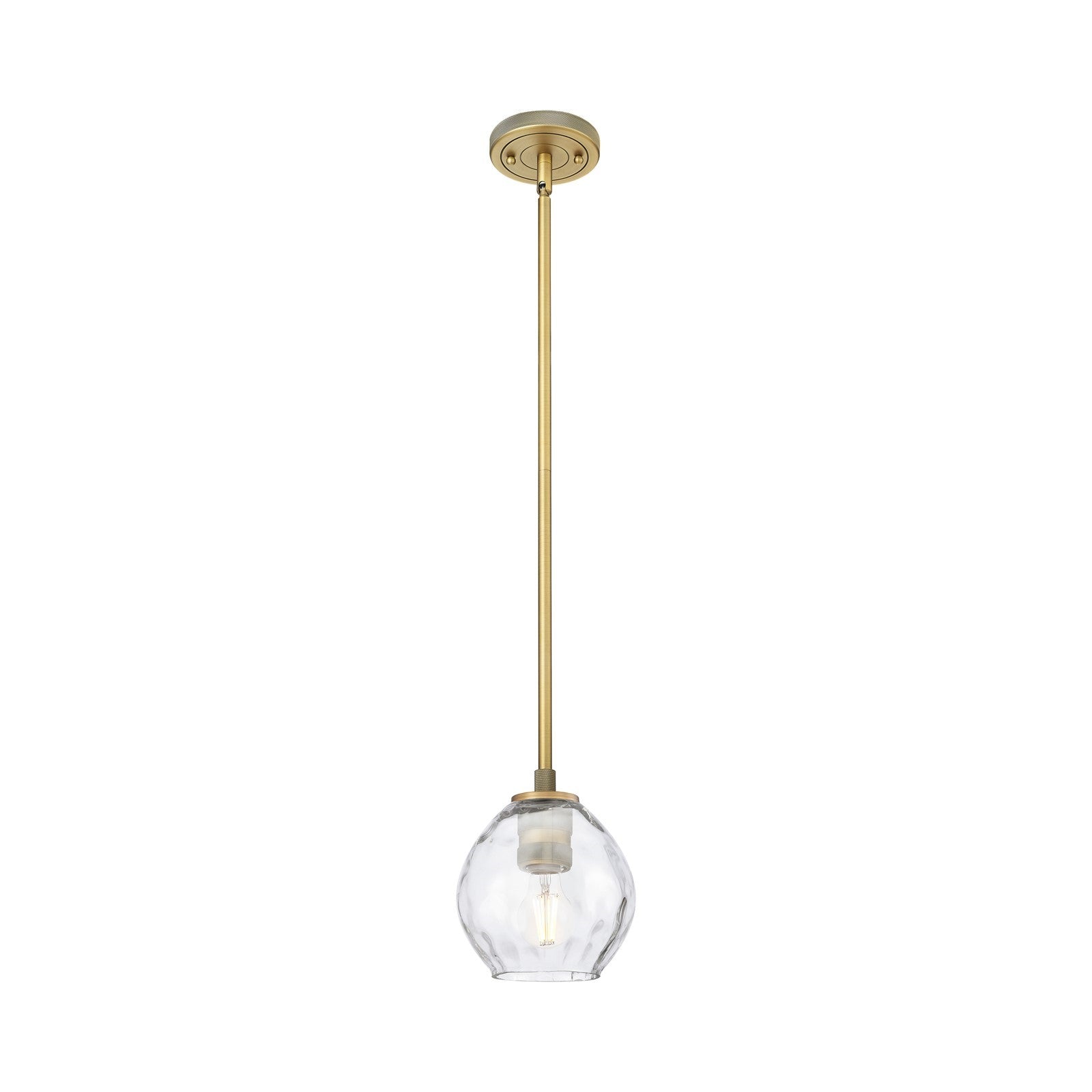 Innovations Waverly 6.25in 1-Light Pendant | Industrial Brushed Brass and Clear Glass | Kitchen Island & Dining Room | Model 434-1S-BB-G362