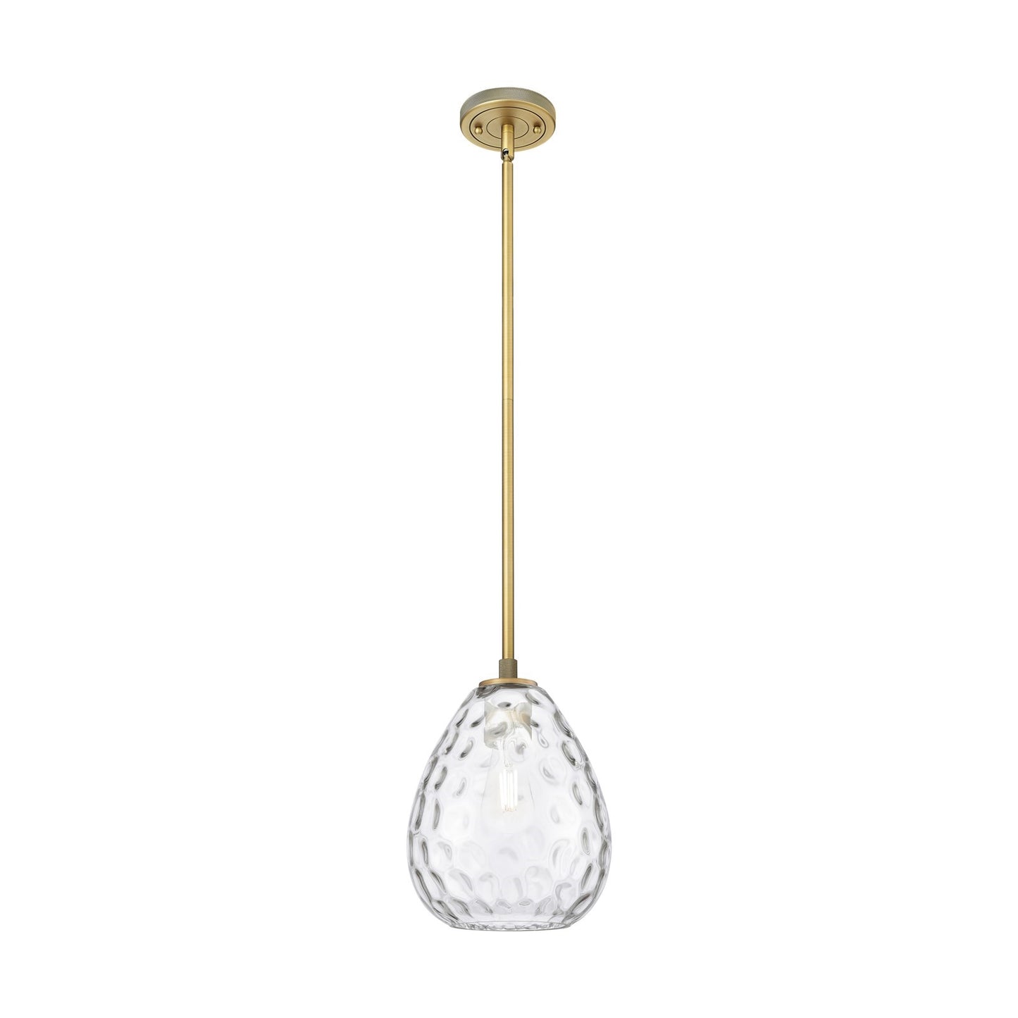 Innovations Waverly 8in 1-Light Pendant | Industrial Brushed Brass and Clear Glass | Kitchen Island & Dining Room | Model 434-1S-BB-G372