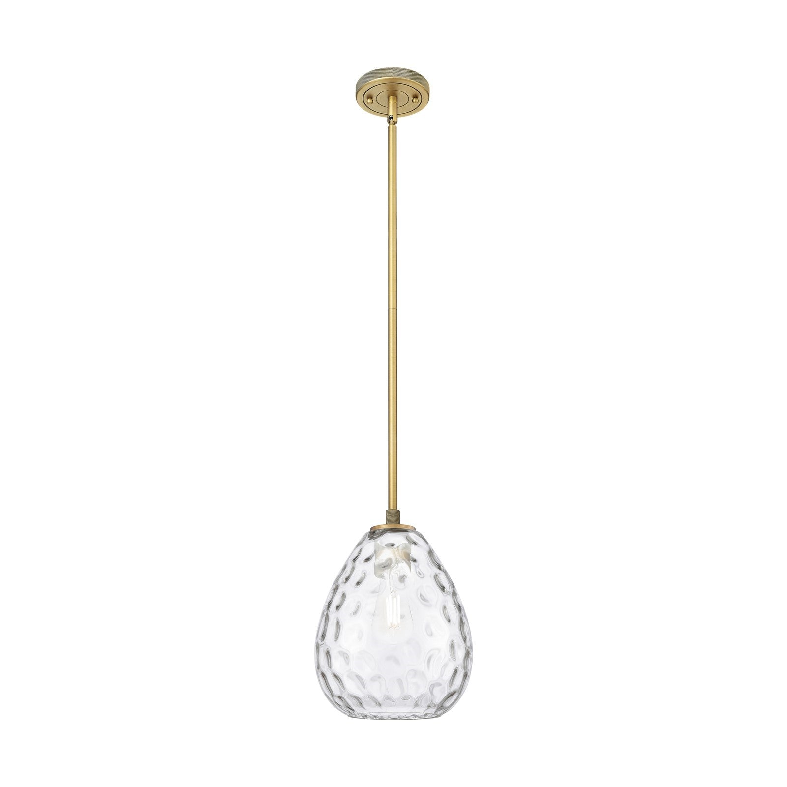 Innovations Waverly 8in 1-Light Pendant | Industrial Brushed Brass and Clear Glass | Kitchen Island & Dining Room | Model 434-1S-BB-G372