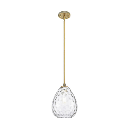 Innovations Waverly 8in 1-Light Pendant | Industrial Brushed Brass and Clear Glass | Kitchen Island & Dining Room | Model 434-1S-BB-G372